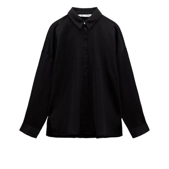 Zara | Black Satin Shirt - Picture 1 of 5
